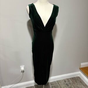Emerald Green Velvet V Neck Sleeveless Dress Sz S Holiday Whimsigoth Fairy Sexy